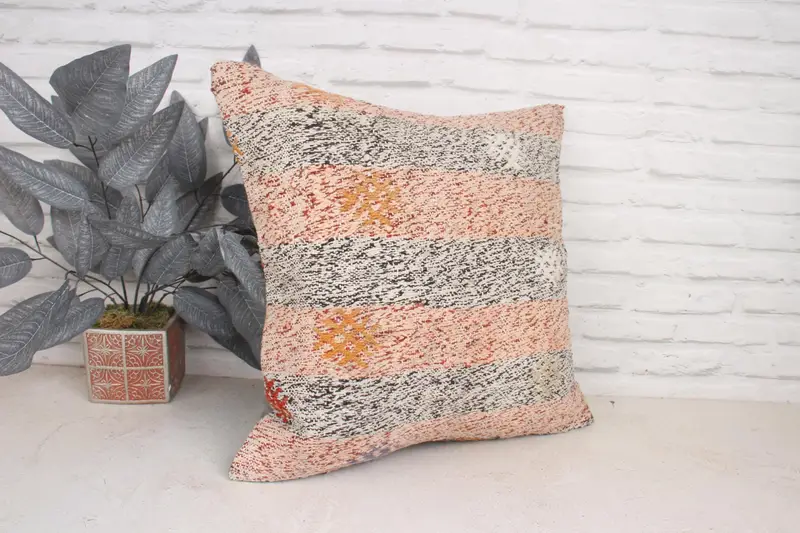 Cubierta de almohada de silla de oficina, cojín rosa 20x20, almohadas antiguas, cubierta de simulación de almohada boho, almohada turca, almohada de almohada étnica, almohada - 3