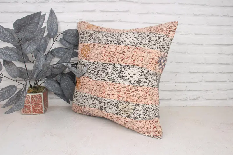 Cubierta de almohada de silla de oficina, cojín rosa 20x20, almohadas antiguas, cubierta de simulación de almohada boho, almohada turca, almohada de almohada étnica, almohada - 4