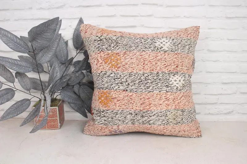 Cubierta de almohada de silla de oficina, cojín rosa 20x20, almohadas antiguas, cubierta de simulación de almohada boho, almohada turca, almohada de almohada étnica, almohada - 1