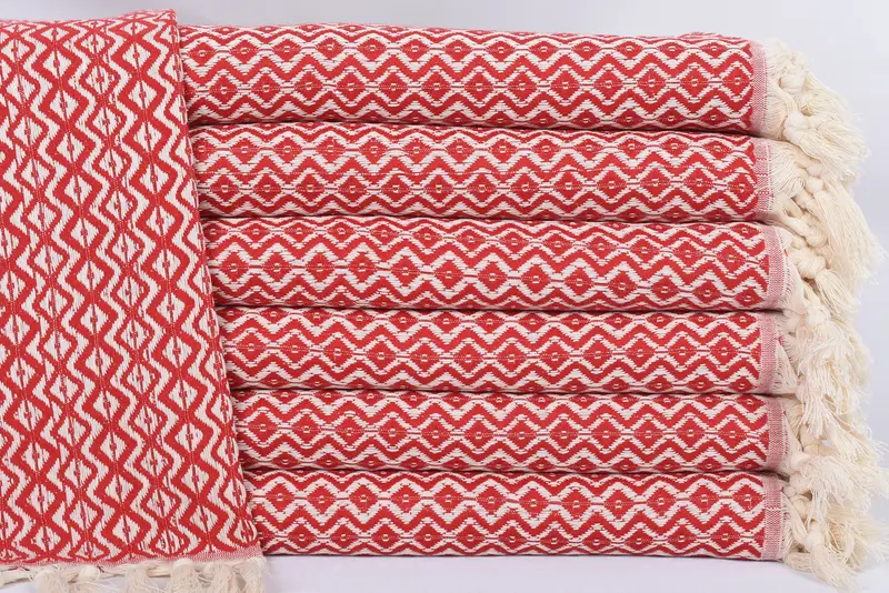 Personalized Hand Towel Turkish Cotton Red Diamond, 36x18 Inches