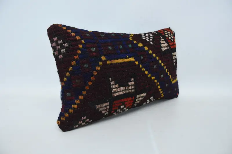 Pillow Case, Pillow for Couch, 12x20 Brown Pillow Sham, Ethnic Pillow, Turkish Kilim Pillow, Bolster Pillow Case, Ethnical Kilim Rug Pillow - 3