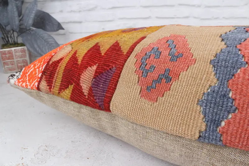 Pillow Case, 16x48 Red Pillow Cover, Turkish Pillow, Crochet Pattern Pillow Case, Antique Pillows, Toss Cushion, Cotton Pillow Cover, Kilim Pillow - 8