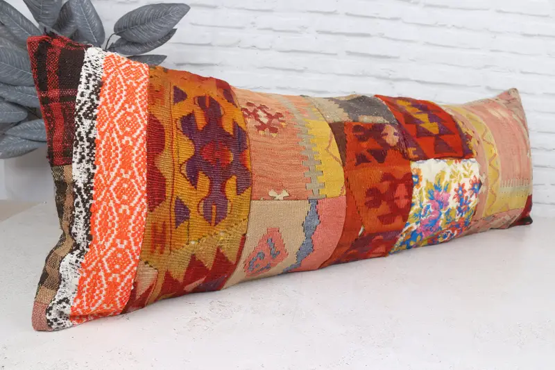 Pillow Case, 16x48 Red Pillow Cover, Turkish Pillow, Crochet Pattern Pillow Case, Antique Pillows, Toss Cushion, Cotton Pillow Cover, Kilim Pillow - 4