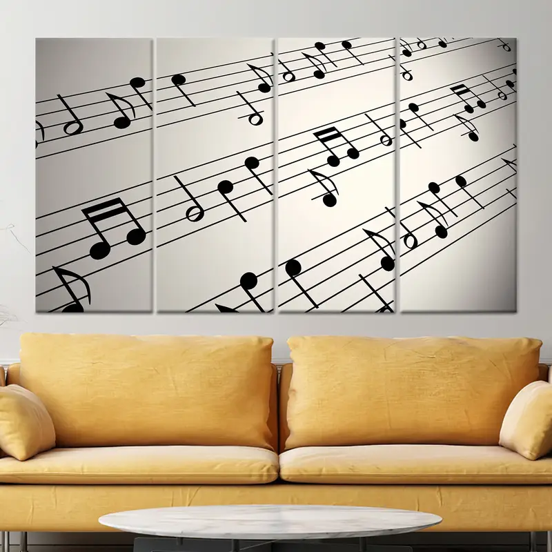 Şık Kız Odası Dekoru için Trendy Müzik Temalı Kanvas