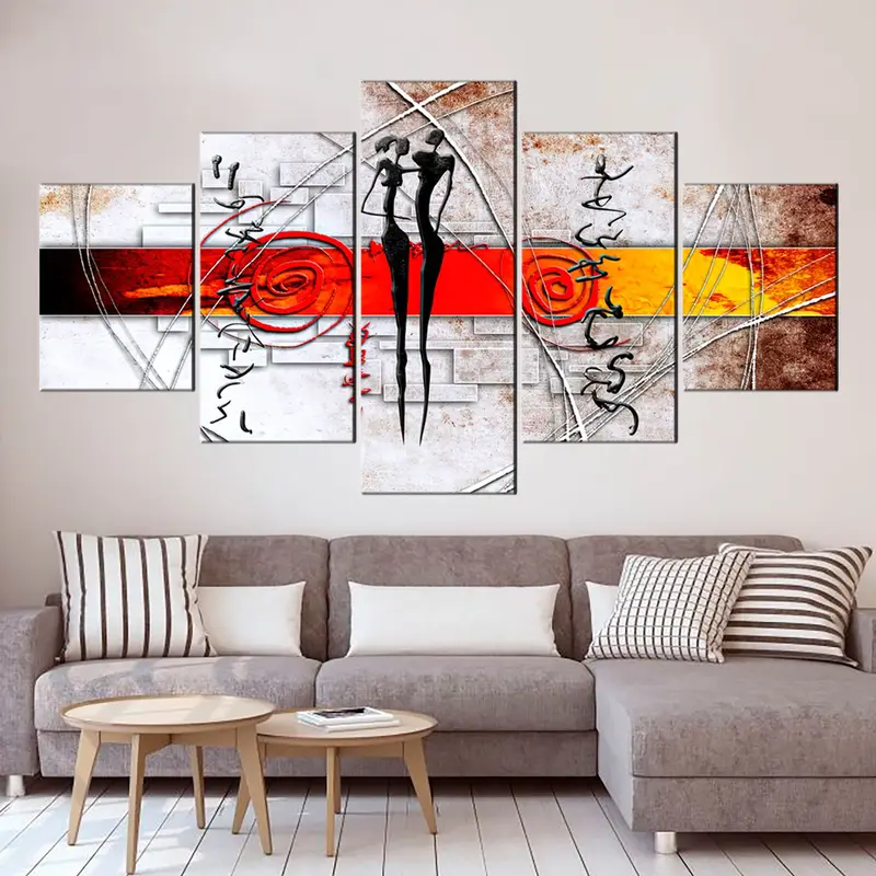 African Ethnic Retro, Vintage Wall Art, Canvas Print, Colorful African Art, African Wall Decor, African art, Triptych Large Art - 5