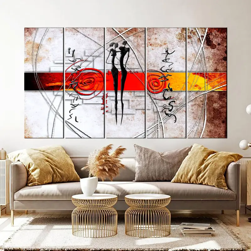 African Ethnic Retro, Vintage Wall Art, Canvas Print, Colorful African Art, African Wall Decor, African art, Triptych Large Art - 1