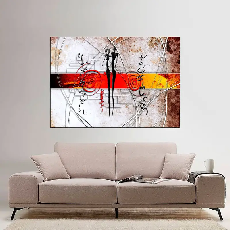 African Ethnic Retro, Vintage Wall Art, Canvas Print, Colorful African Art, African Wall Decor, African art, Triptych Large Art - 3