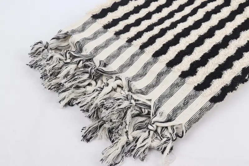 Valentines Day Gift For Him, Turkish Bath Towel Set, 70x40 Cotton Pom Pom Zigzag Design Towel, Absorbent towel, Organic towel, Bridesmaid Gift Towel - 7