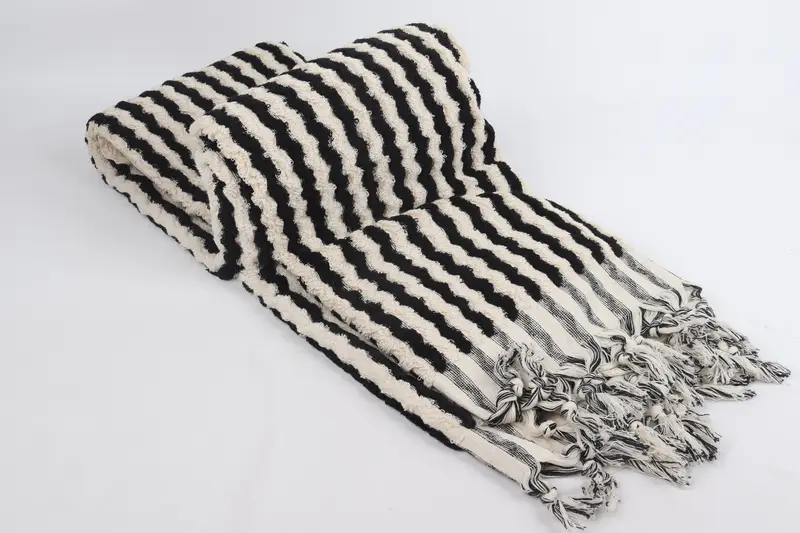 Valentines Day Gift For Him, Turkish Bath Towel Set, 70x40 Cotton Pom Pom Zigzag Design Towel, Absorbent towel, Organic towel, Bridesmaid Gift Towel - 6