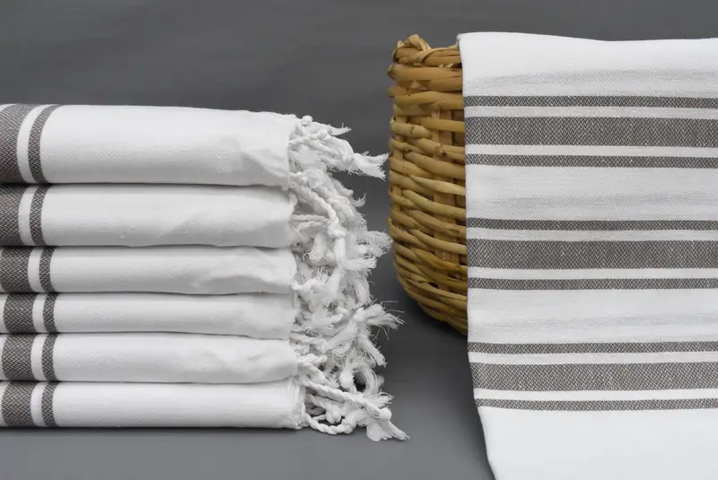 Beach Towel Turkish Cotton White Stripes, 70x40 Inches