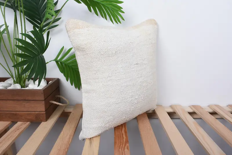Custom Pillow Sham, 16x16 White Pillow, Boho Pillow Sham Cover, Antique Pillows, Farmhouse Cushion, Ethnical Kilim Rug Pillow, Pillow Cover - 4