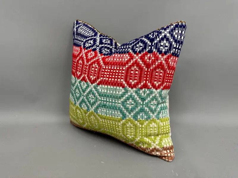 Pillow Cover, 18x18 Green Pillow, Handmade Kilim Cushion, Vintage Pillow, Bright Cushion Cover, Interior Designer Pillow, Pillow for Sofa - 3