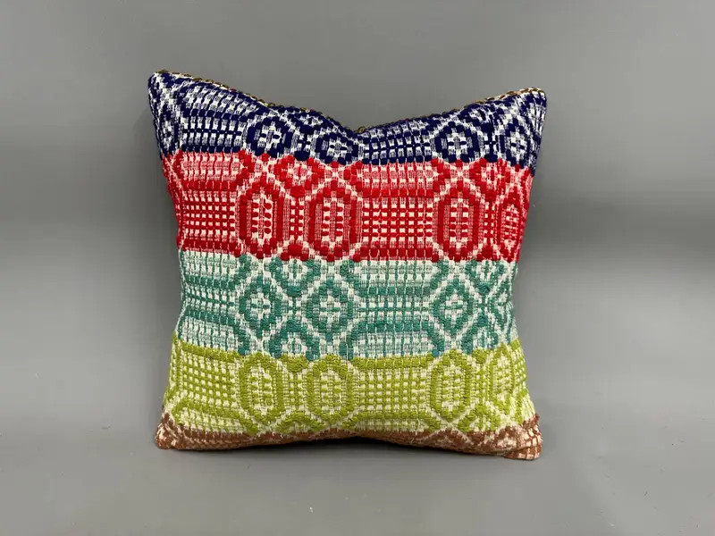 Pillow Cover, 18x18 Green Pillow, Handmade Kilim Cushion, Vintage Pillow, Bright Cushion Cover, Interior Designer Pillow, Pillow for Sofa - 4