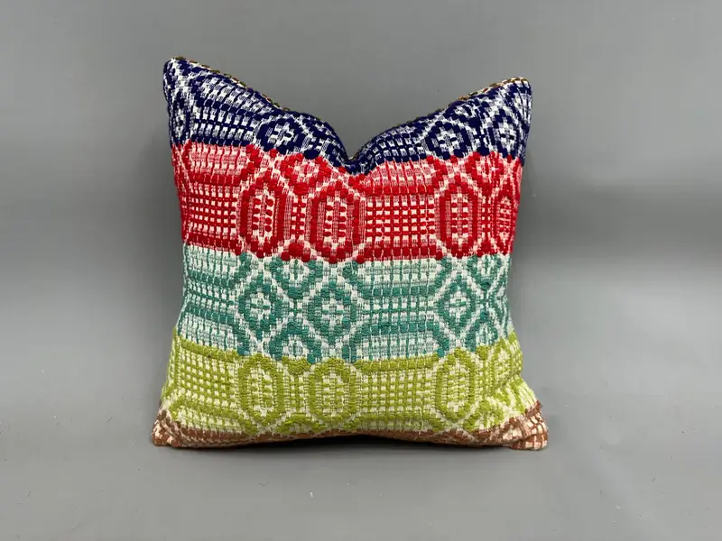 Pillow Cover, 18x18 Green Pillow, Handmade Kilim Cushion, Vintage Pillow, Bright Cushion Cover, Interior Designer Pillow, Pillow for Sofa - 1