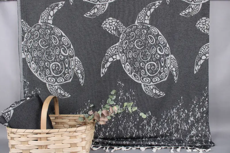 Personalized Turkish Blanket Black Throw Animal Print, 71x93 Inches