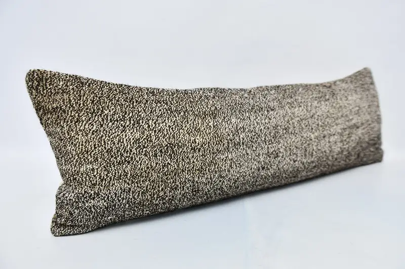 12x36 Brown Cushion Case, Interior Designer Pillow, Knitted Cushion, Cushion Case, Pillow for Couch, Handwoven Pillow Sham, Handmade Kilim Cushion - 3