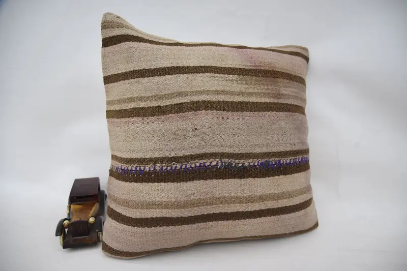18x18 Brown Pillow, Vintage Kilim Throw Pillow, Handmade Kilim Cushion, Customized Pillow, Art Deco Cushion, Pillow, Pillow for Couch - 2