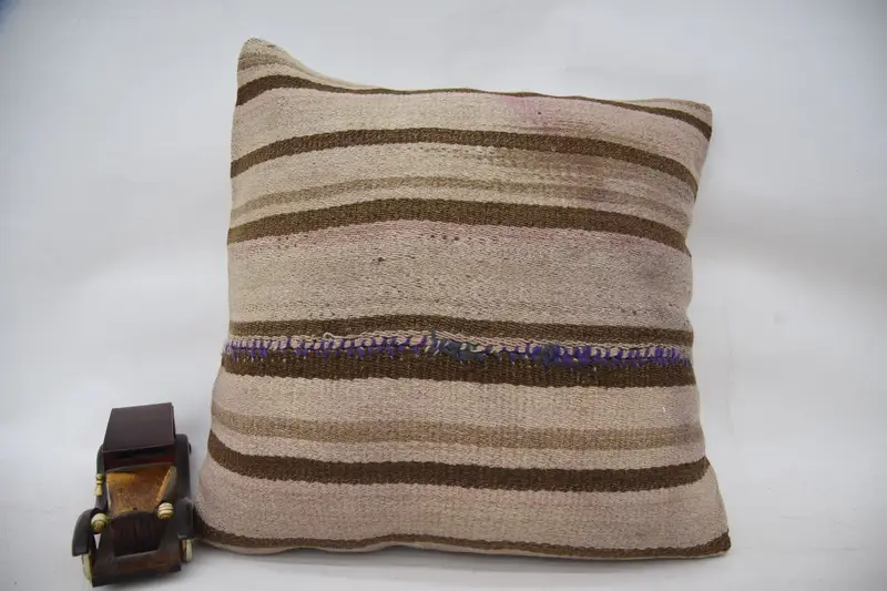 18x18 Brown Pillow, Vintage Kilim Throw Pillow, Handmade Kilim Cushion, Customized Pillow, Art Deco Cushion, Pillow, Pillow for Couch - 4