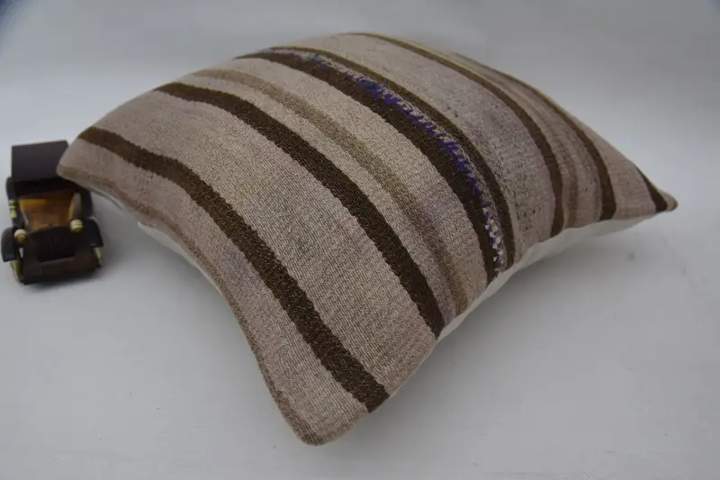 18x18 Brown Pillow, Vintage Kilim Throw Pillow, Handmade Kilim Cushion, Customized Pillow, Art Deco Cushion, Pillow, Pillow for Couch - 6