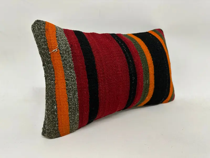 Kilim Pillow Cover, Kilim Pillow, Boho Pillow Sham Cover, Shabby Chic Pillow Case, Cushion Cover, Sustainable Pillow, 12x20 Red Cushion Cover - 3