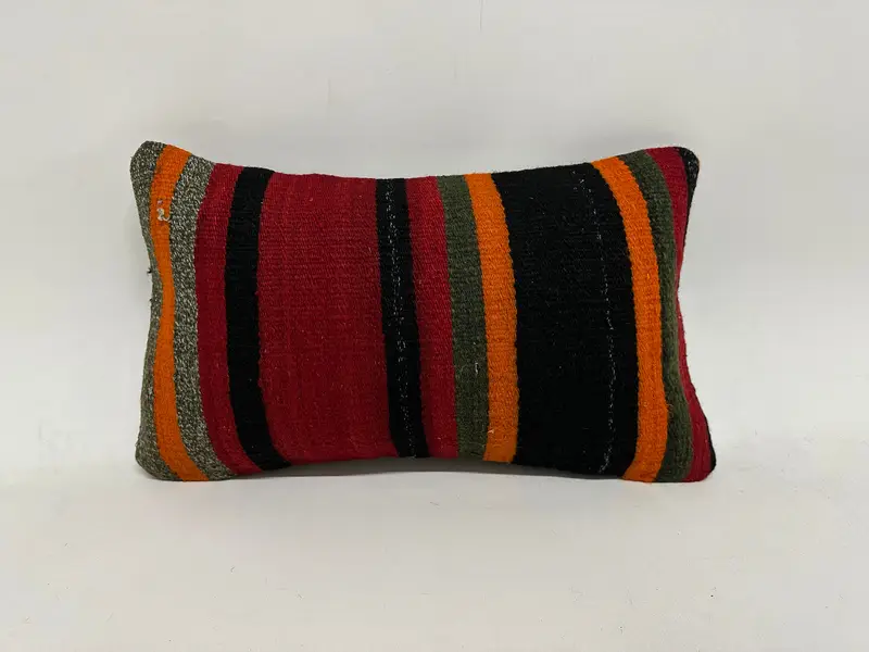Kilim Pillow Cover, Kilim Pillow, Boho Pillow Sham Cover, Shabby Chic Pillow Case, Cushion Cover, Sustainable Pillow, 12x20 Red Cushion Cover - 1
