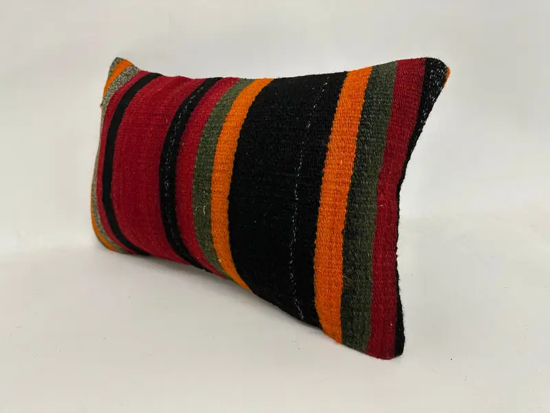 Kilim Pillow Cover, Kilim Pillow, Boho Pillow Sham Cover, Shabby Chic Pillow Case, Cushion Cover, Sustainable Pillow, 12x20 Red Cushion Cover - 4