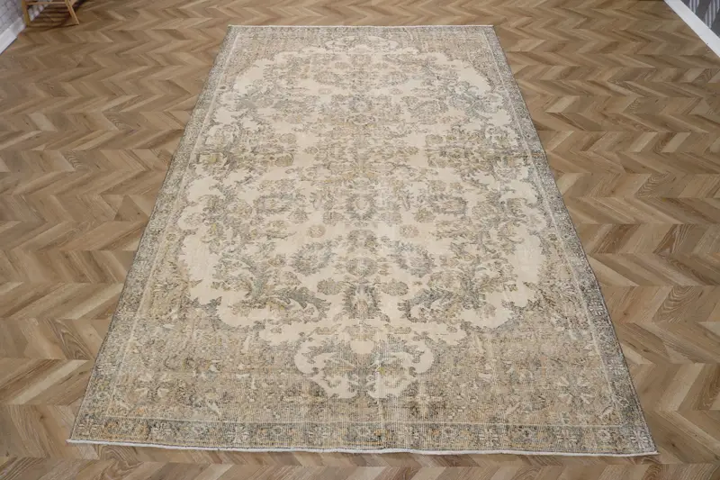 6.3x10.4 ft Turkish Rug, Large Vintage Rug, Gray Animal Print Rug - 1