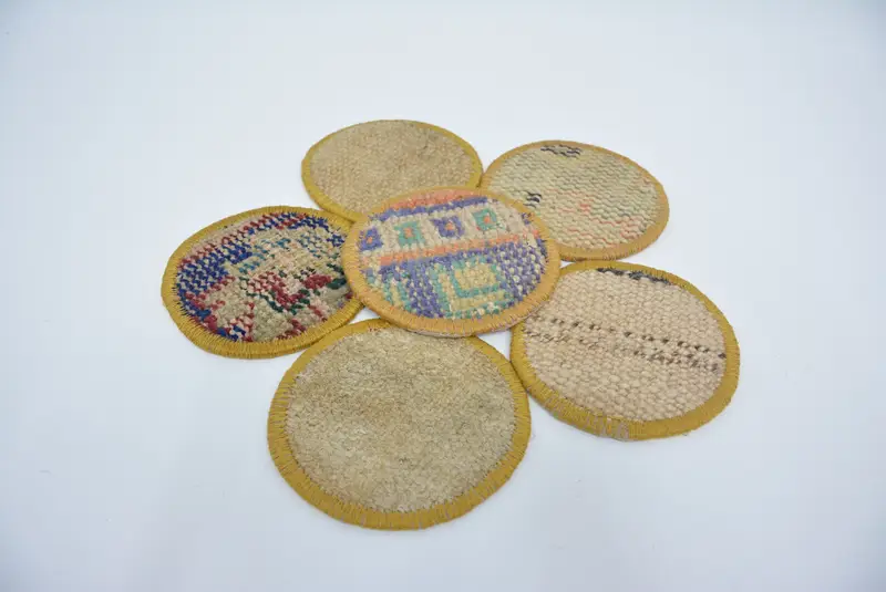 Mavi ve Bej Bohem Yuvarlak Bardak Altlığı, Dayanıklı ve Şık Bardak Altlığı