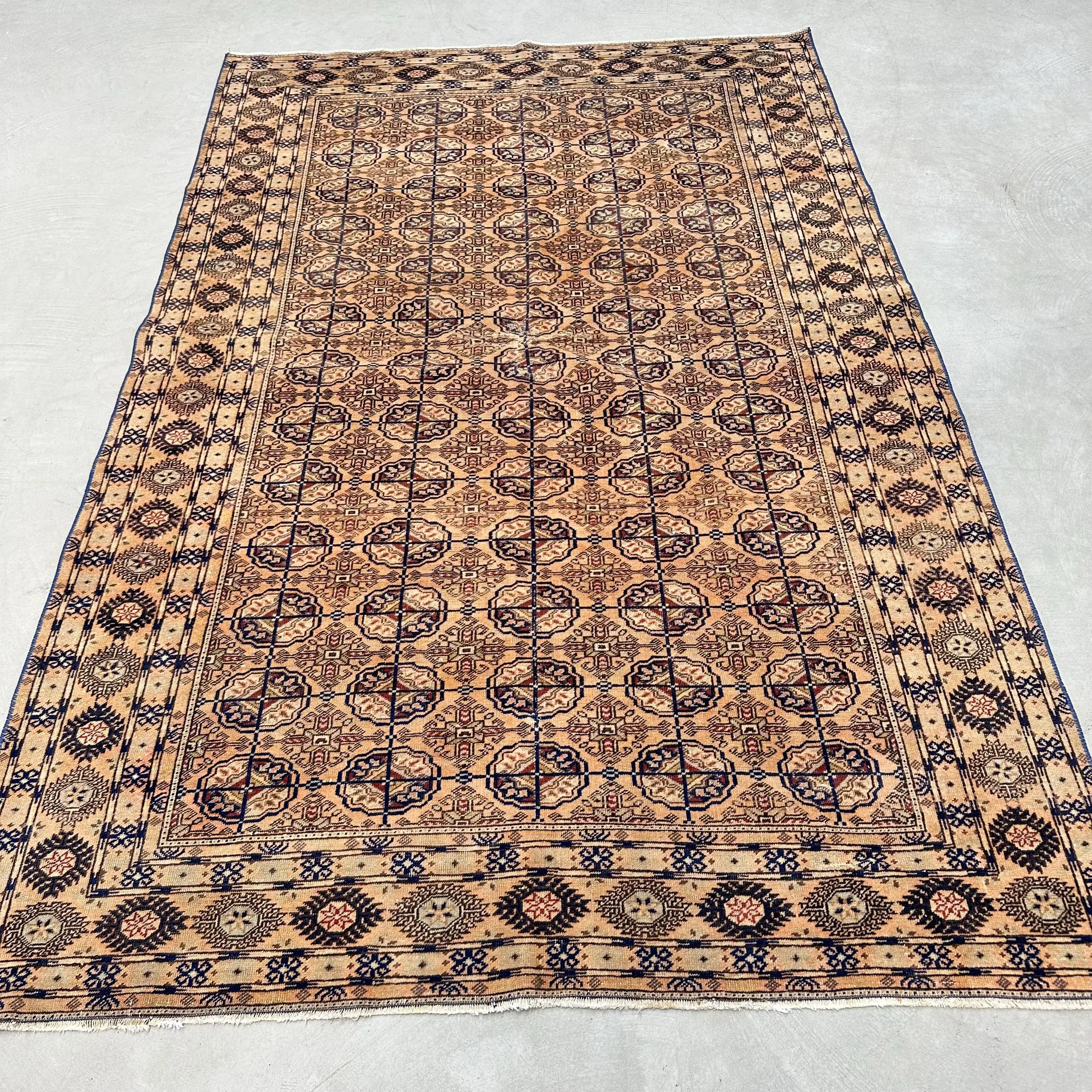 4.8x7.3 ft Turkish Vintage Rug, Area Rug, Brown Polka dot Rug - 1
