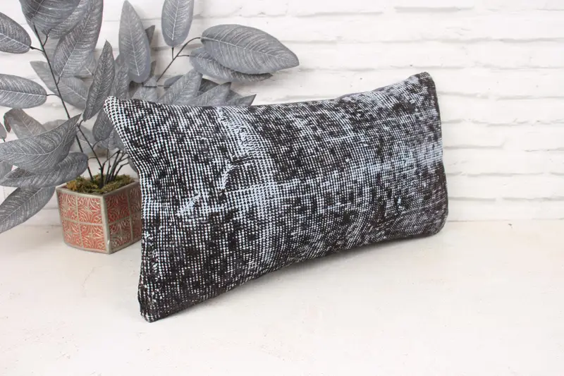 Handmade Pillow, Pillow Cover, 12x24 Brown Pillow, Wool Kilim Pillow Pillow Case, Boho Pillow, Gift Pillow, Kilim Pillow Cover - 3