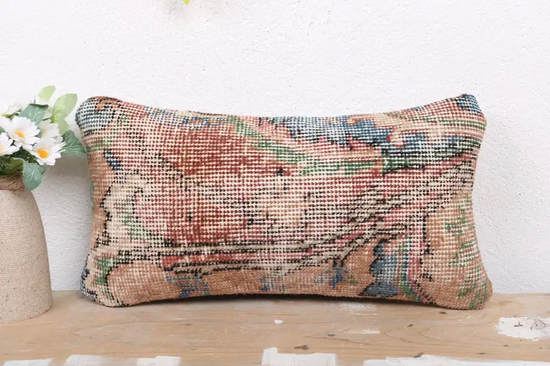 Throw Kilim Pillow, Aztec Pillow Case, Boho Pillow Sham Cover, Cushion Case, 8x16 Red Cushion Cover, Patio Cushion, Gift Pillow, Ethnic Pillow Case - 2