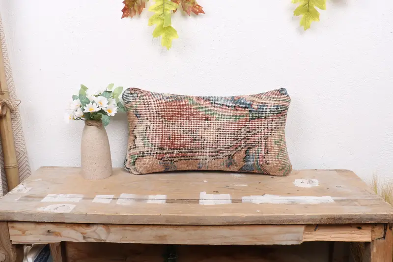 Throw Kilim Pillow, Aztec Pillow Case, Boho Pillow Sham Cover, Cushion Case, 8x16 Red Cushion Cover, Patio Cushion, Gift Pillow, Ethnic Pillow Case - 1