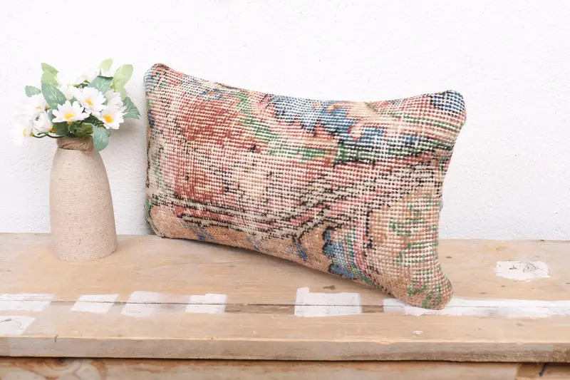 Throw Kilim Pillow, Aztec Pillow Case, Boho Pillow Sham Cover, Cushion Case, 8x16 Red Cushion Cover, Patio Cushion, Gift Pillow, Ethnic Pillow Case - 4