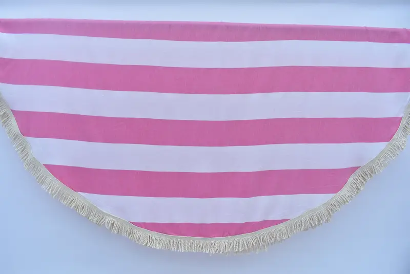 Memorial Gift Turkish Cotton Fuchsia 3 Striped Round Towel, Bachelorette Party Gift, 63x63 Inches