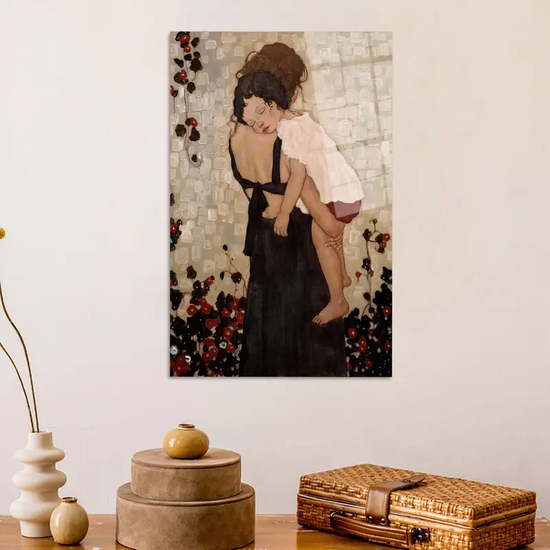 Moderne Klimt-Jugendstil-Leinwand: Elegantes Geschenk für Mama