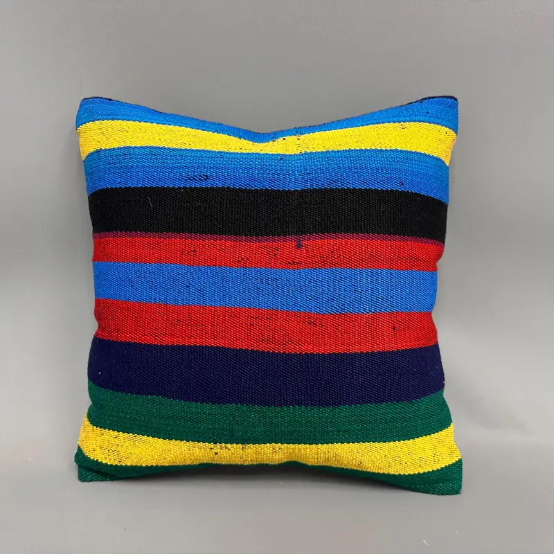 Decorative Throw Cushion Cover, Boho Pillow, Custom Cushion Case, Cushion Cover, Handmade Kilim Cushion, Vintage Pillow, 18x18 Blue Cushion Case - 4