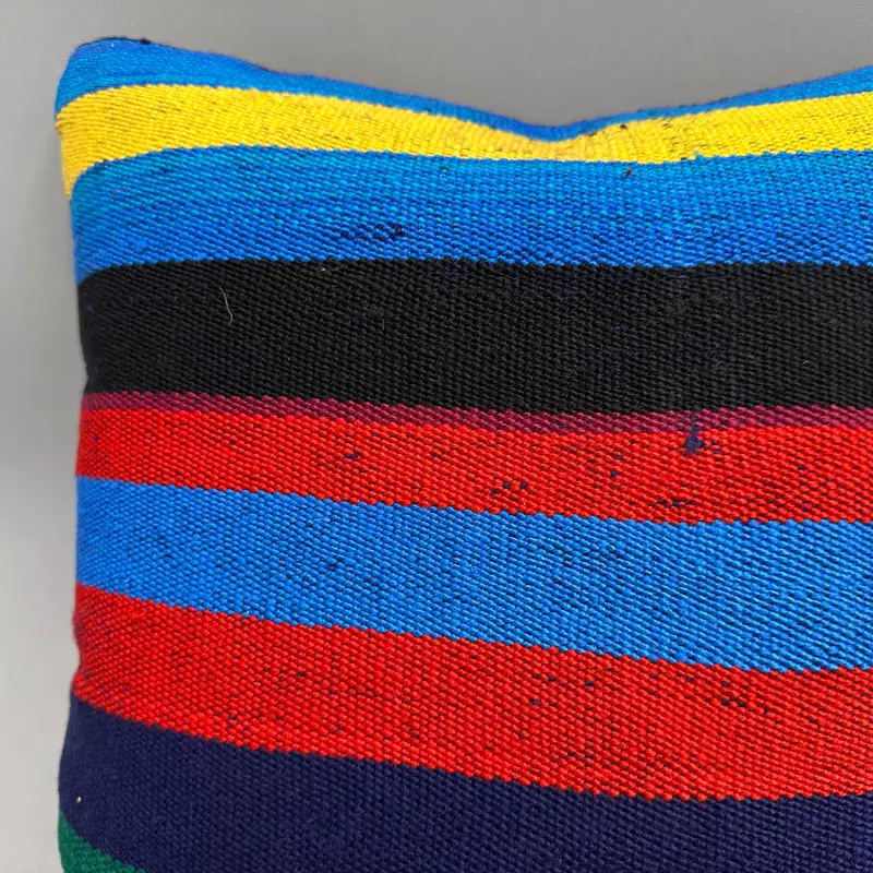 Decorative Throw Cushion Cover, Boho Pillow, Custom Cushion Case, Cushion Cover, Handmade Kilim Cushion, Vintage Pillow, 18x18 Blue Cushion Case - 5