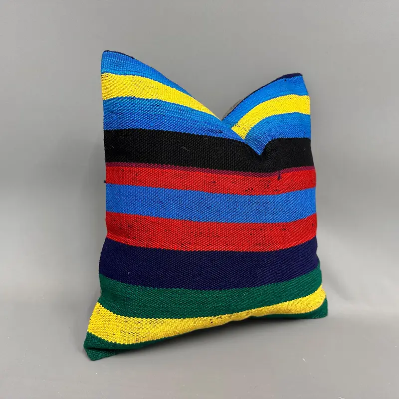 Decorative Throw Cushion Cover, Boho Pillow, Custom Cushion Case, Cushion Cover, Handmade Kilim Cushion, Vintage Pillow, 18x18 Blue Cushion Case - 2