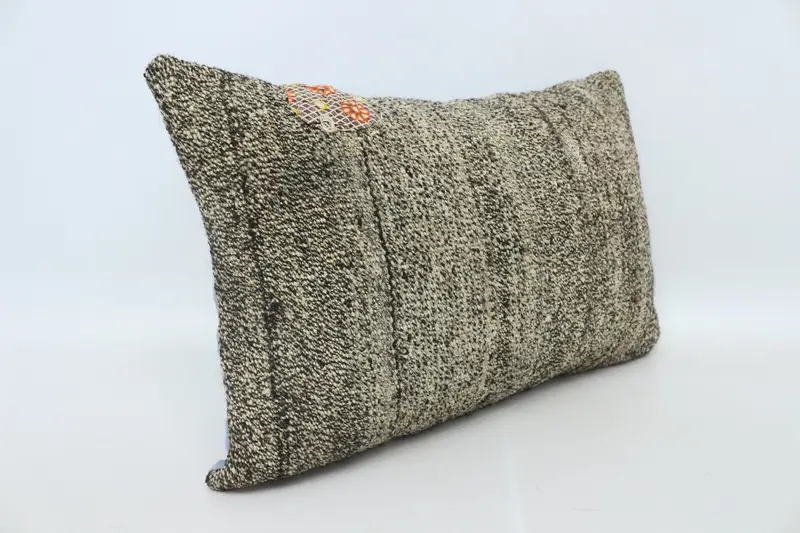 Vintage Kilim Pillow, Cushion, Pattern Throw Cushion Cover, Handmade Kilim Cushion, 16x24 Gray Cushion Case, Boho Pillow Sham Cover - 3