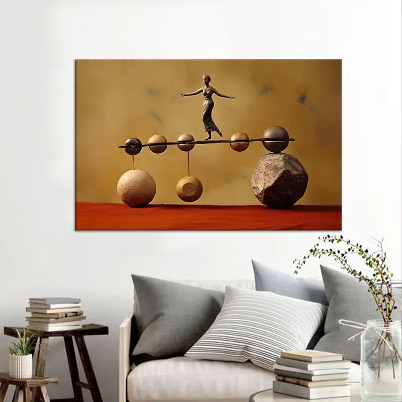Elegant Abstract Woman Canvas: Office Art for Balance