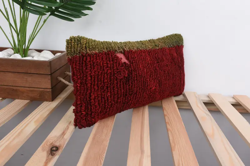 Boho Pillow, 8x16 Red Cushion Cover, Retro Pillow Case, Morroccon Kilim Cushion Cushion, Turkish Pillow, Pillow Sham, Home Decor Pillow - 4