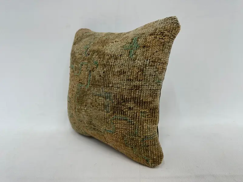 Striped Brown & Gray Embroidered Pillow, 12x12 Inch Throw Pillow - 4