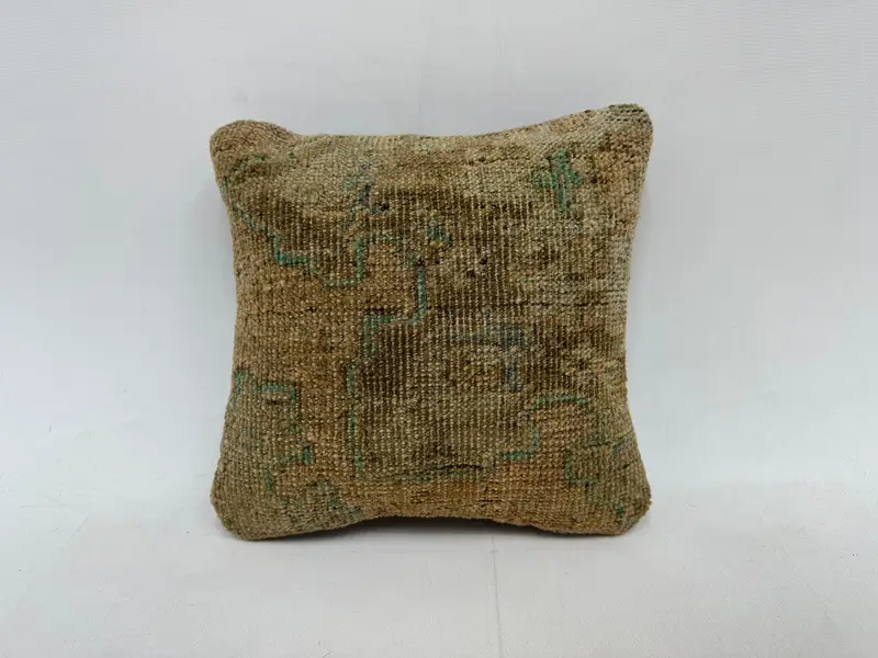 Striped Brown & Gray Embroidered Pillow, 12x12 Inch Throw Pillow - 1