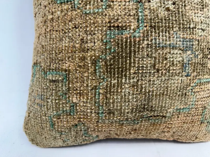 Striped Brown & Gray Embroidered Pillow, 12x12 Inch Throw Pillow - 2