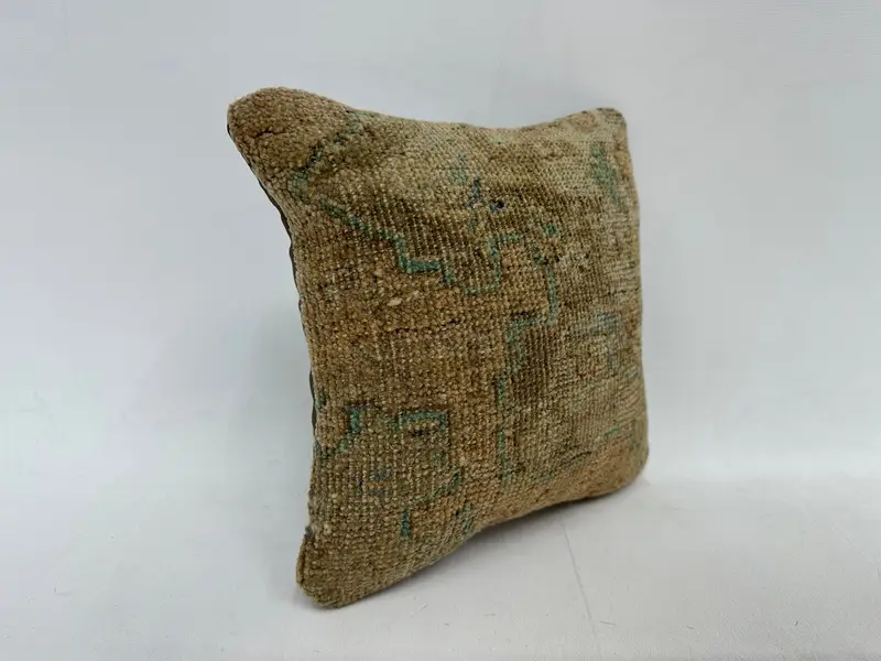Striped Brown & Gray Embroidered Pillow, 12x12 Inch Throw Pillow - 3