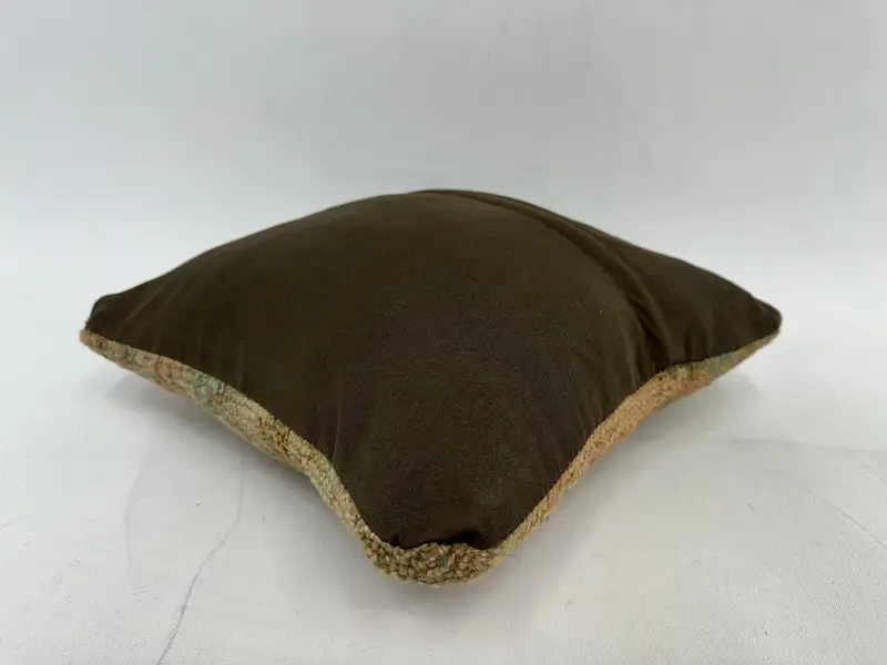 Striped Brown & Gray Embroidered Pillow, 12x12 Inch Throw Pillow - 7