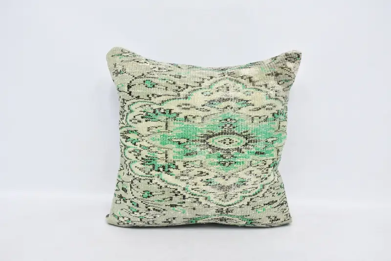Interior Designer Pillow, Pattern Throw Cushion, Pillow Case, 28x28 Green Cushion Cover, Bright Pillow Cover, Kilim Cushion Sham, Throw Kilim Pillow - 1