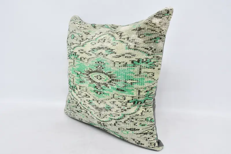 Interior Designer Pillow, Pattern Throw Cushion, Pillow Case, 28x28 Green Cushion Cover, Bright Pillow Cover, Kilim Cushion Sham, Throw Kilim Pillow - 4