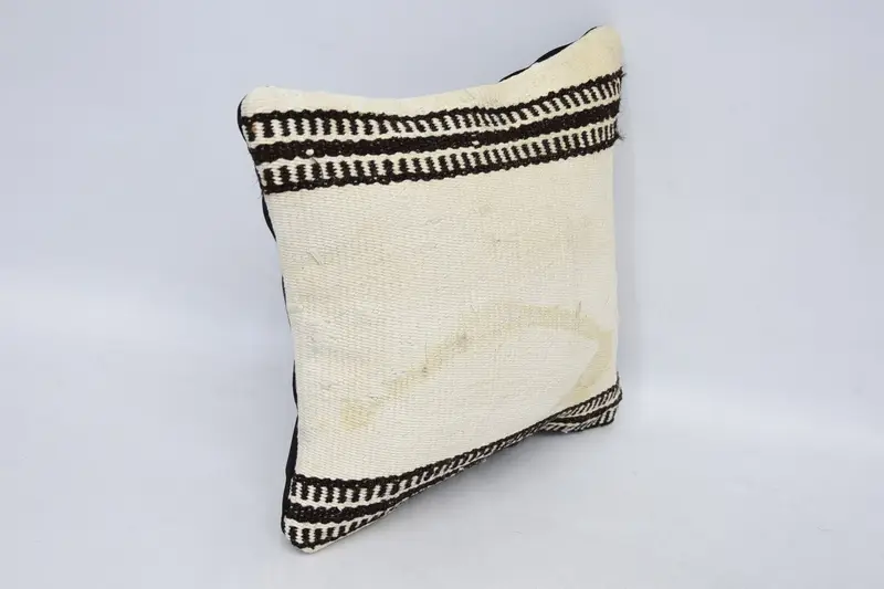 Home Decor Pillow, Pillow Sham, 12x12 White Cushion Case, Turkish Pillow, Chair Pillow Cover, Oriental Pillow, Handmade Kilim Cushion - 3