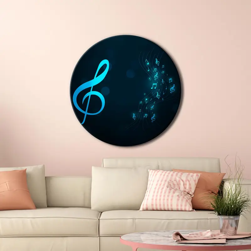 Modern Printed Glass: Blue Musical Note for Bedroom, Girl Room